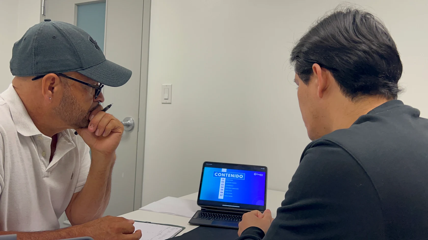 A working conversation at our office